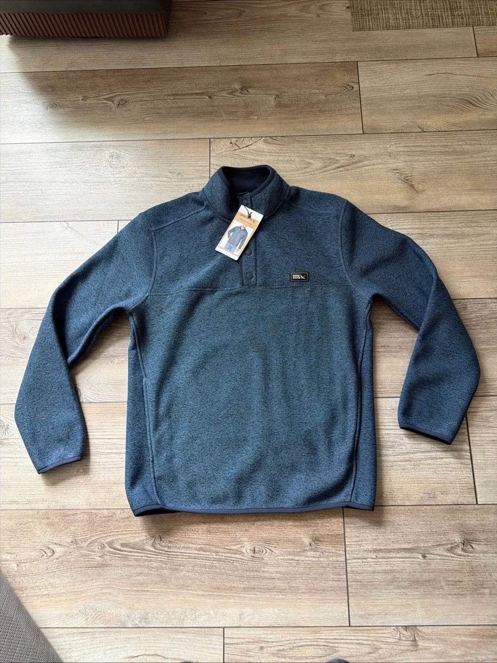 Eddie Bauer Men's Size S Heathered Blue Quarter-Snap Sweater Fleece Pullover.